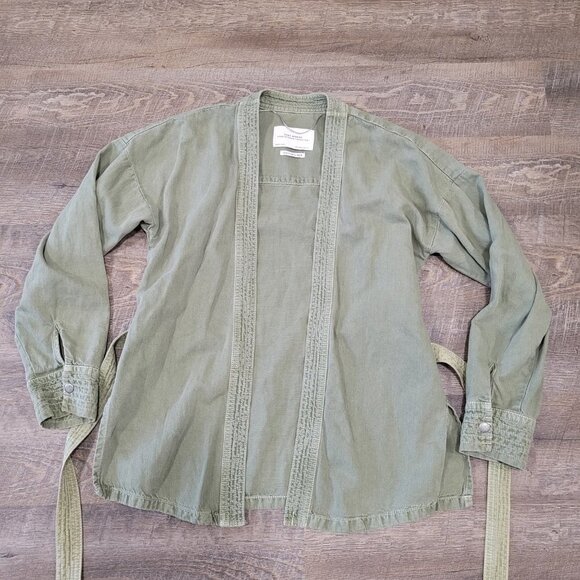 ZARA | Premium Denim Belted Kimono Cotton Linen Wrap Jacket | Sz. XS - Picture 6 of 10